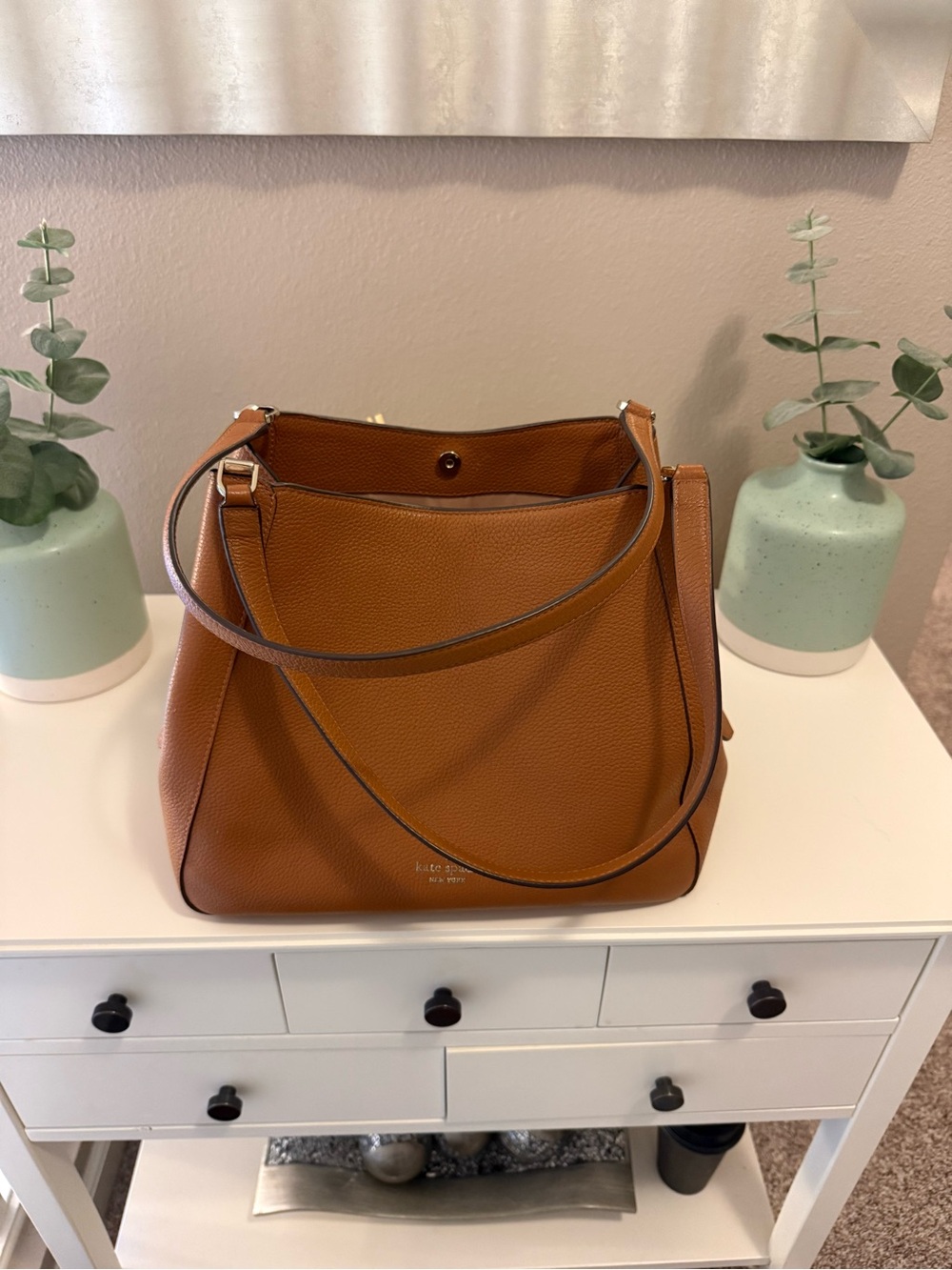 kate spade Tan Pebbled Leather Shoulder Bag